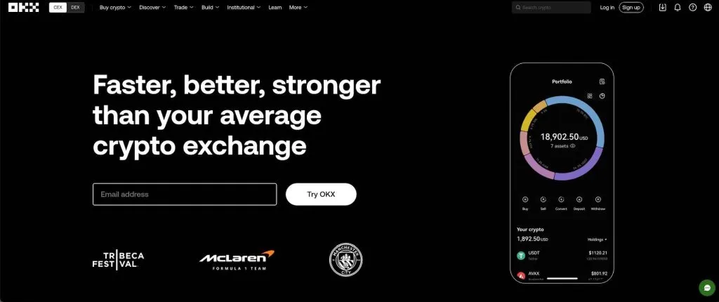 OKX top kryptoburza bez KYC